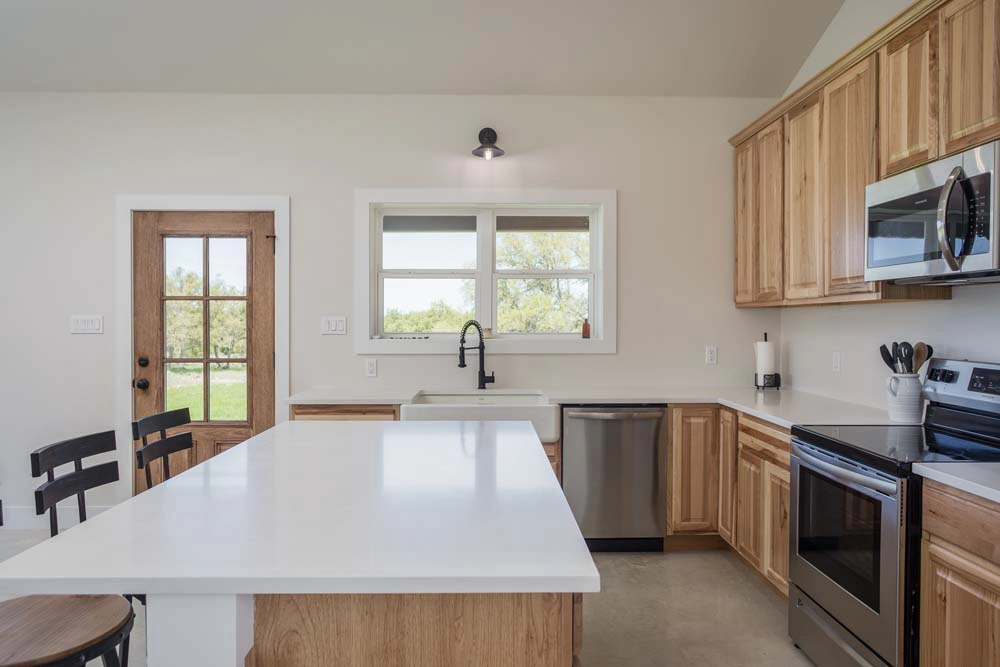 Modern kitchen with wooden cabinets